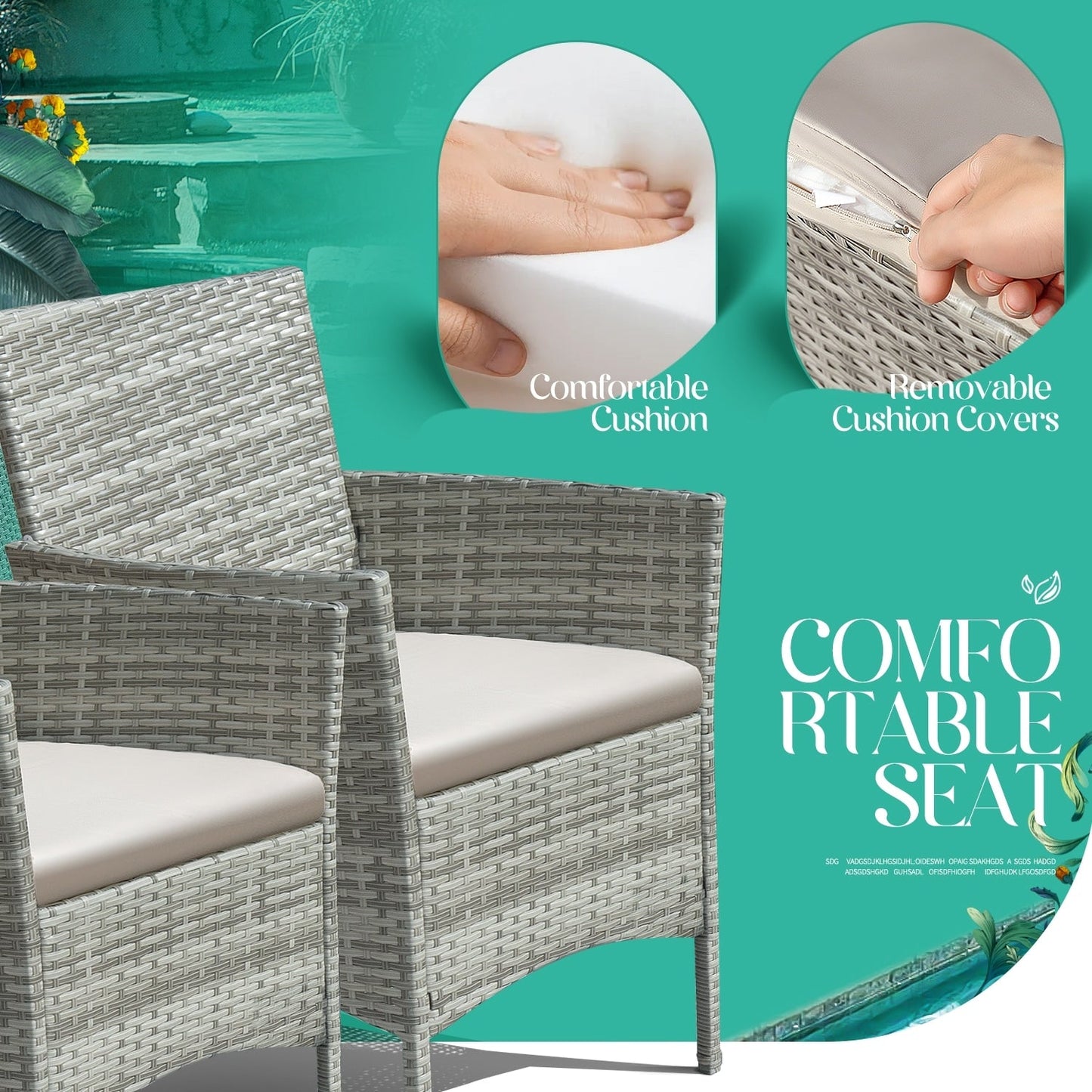 Set da esterno per patio Homall in rattan PE da 4 pezzi