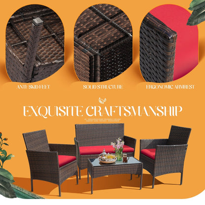 Set da esterno per patio Homall in rattan PE da 4 pezzi