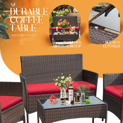 Set da esterno per patio Homall in rattan PE da 4 pezzi