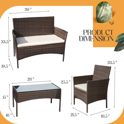 Set da esterno per patio Homall in rattan PE da 4 pezzi