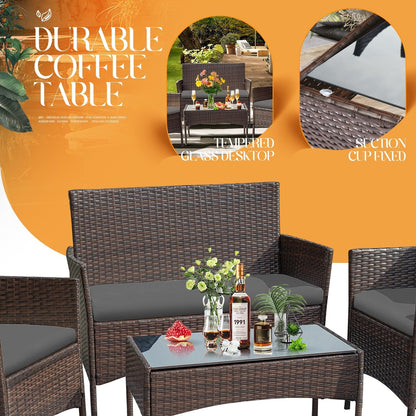 Set da esterno per patio Homall in rattan PE da 4 pezzi