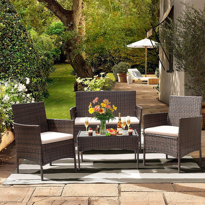 Set da esterno per patio Homall in rattan PE da 4 pezzi