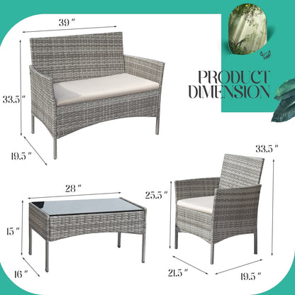 Set da esterno per patio Homall in rattan PE da 4 pezzi
