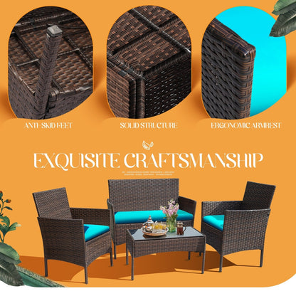 Set da esterno per patio Homall in rattan PE da 4 pezzi