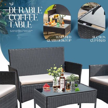 Set da esterno per patio Homall in rattan PE da 4 pezzi