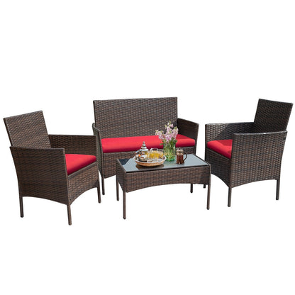 Set da esterno per patio Homall in rattan PE da 4 pezzi