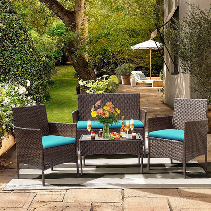Set da esterno per patio Homall in rattan PE da 4 pezzi