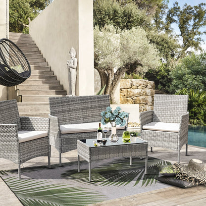 Set da esterno per patio Homall in rattan PE da 4 pezzi