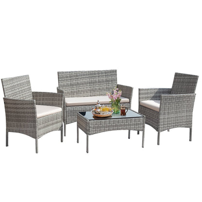 Set da esterno per patio Homall in rattan PE da 4 pezzi