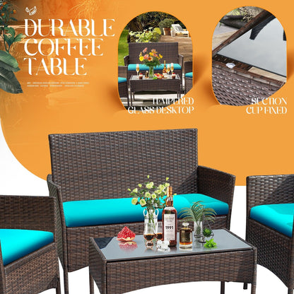 Set da esterno per patio Homall in rattan PE da 4 pezzi