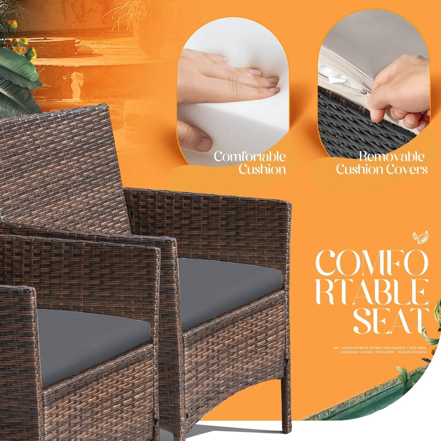 Set da esterno per patio Homall in rattan PE da 4 pezzi
