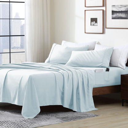 Home Essential Soft Microfibra Smart Sheet Storage Pocket Bedding Set di lenzuola