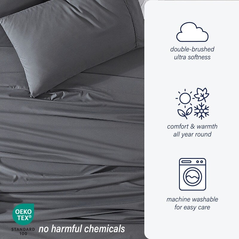 Home Essential Soft Microfibra Smart Sheet Storage Pocket Bedding Set di lenzuola