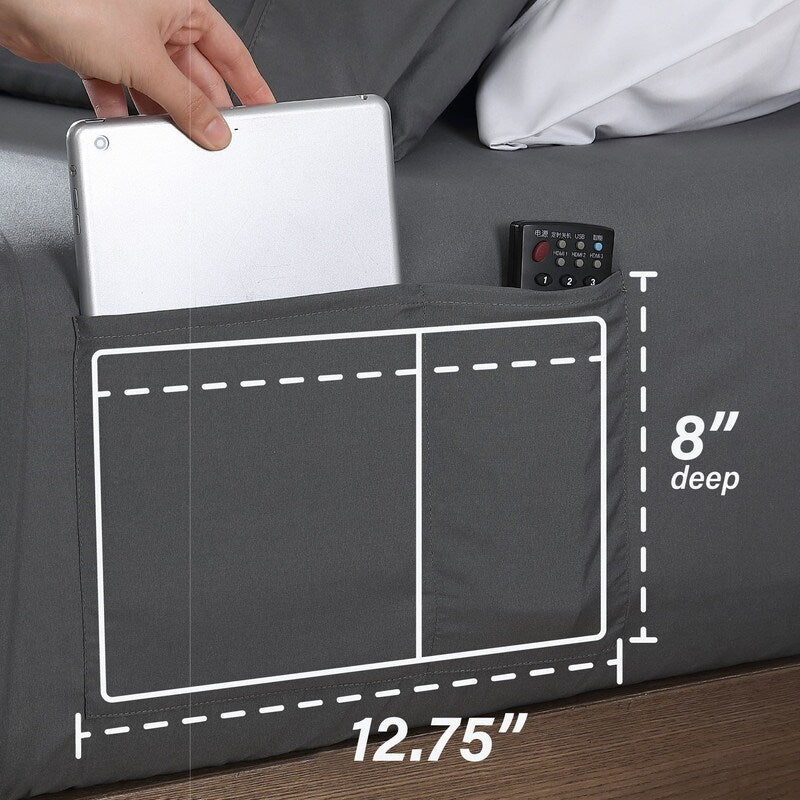 Home Essential Soft Microfibra Smart Sheet Storage Pocket Bedding Set di lenzuola