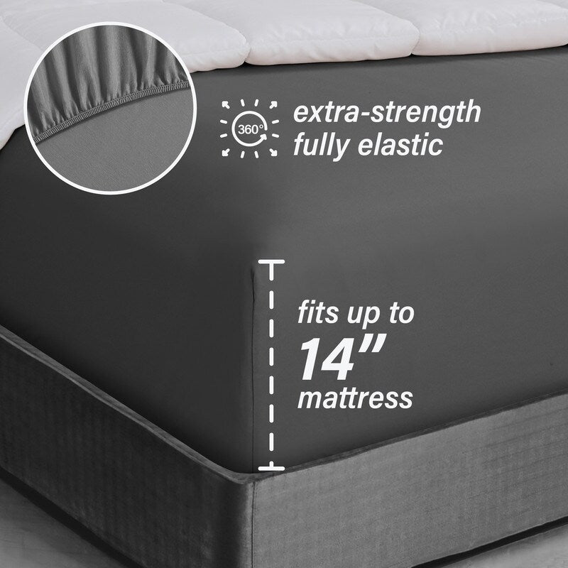 Home Essential Soft Microfibra Smart Sheet Storage Pocket Bedding Set di lenzuola