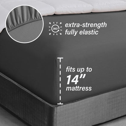 Home Essential Soft Microfibra Smart Sheet Storage Pocket Bedding Set di lenzuola