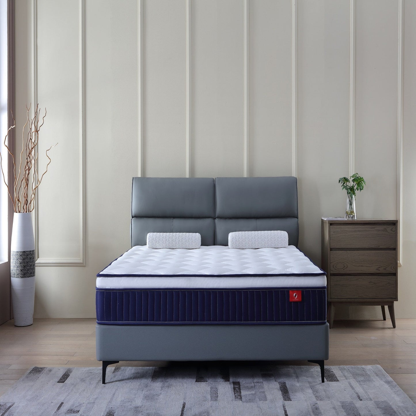 Materasso a molle per la casa Materasso ibrido medio in una scatola con molle insacchettate certificate Certipur-Us e isolamento del movimento