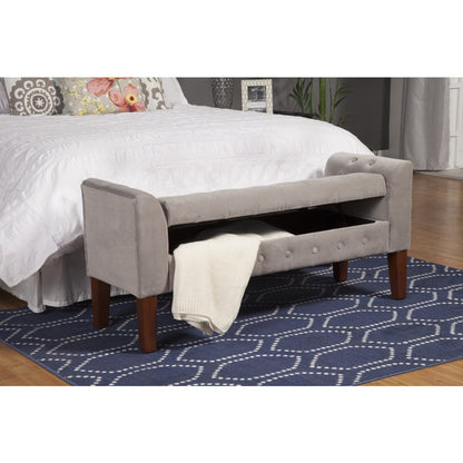 Panca contenitore in stile divano in velluto grigio tortora Copper Grove Arum