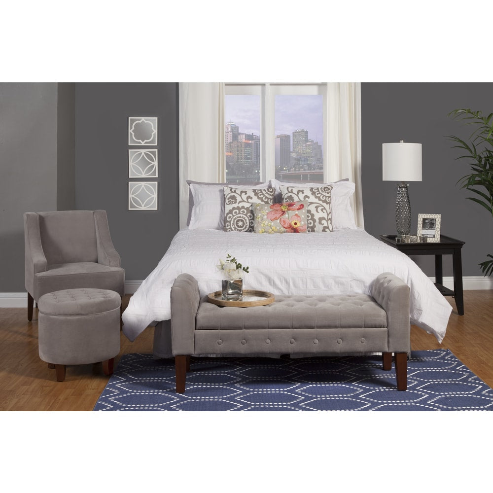 Panca contenitore in stile divano in velluto grigio tortora Copper Grove Arum