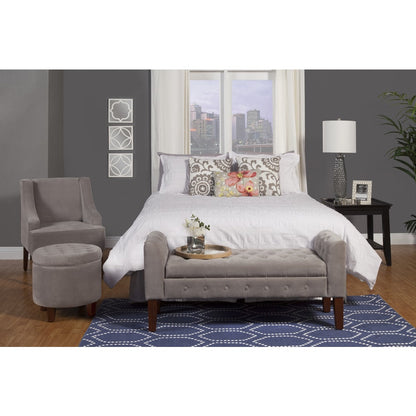 Panca contenitore in stile divano in velluto grigio tortora Copper Grove Arum