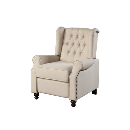 Poltrona reclinabile manuale HomeRoots 31 in microfibra beige