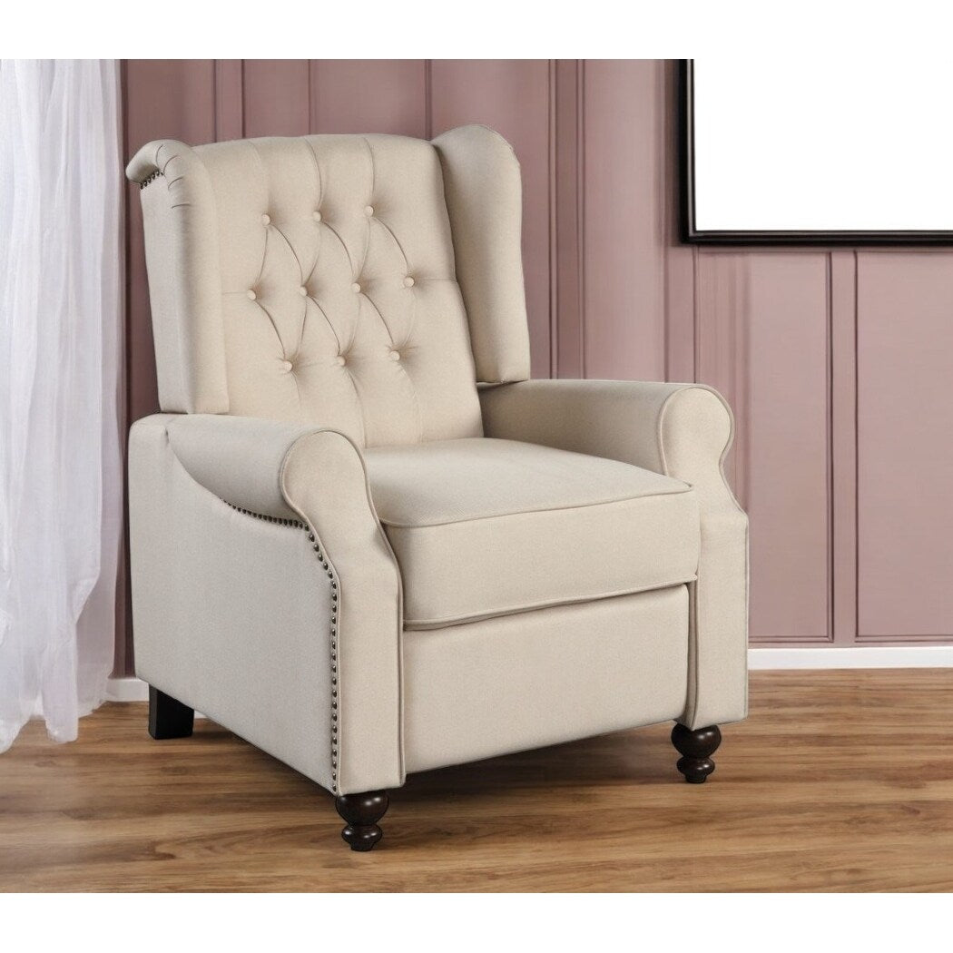 Poltrona reclinabile manuale HomeRoots 31 in microfibra beige