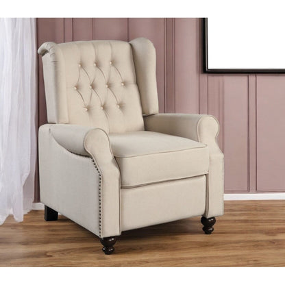 Poltrona reclinabile manuale HomeRoots 31 in microfibra beige