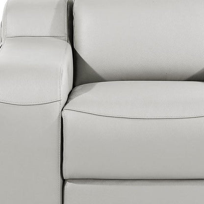 Poltrona reclinabile HomeRoots 41 in pelle italiana grigio chiaro con USB