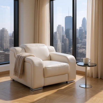 Poltrona reclinabile HomeRoots 41 in pelle italiana bianca con USB