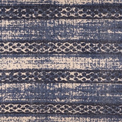 HomeRoots 47 Panca imbottita con gambe blu e design astratto color crema - 47 x 18 x 16