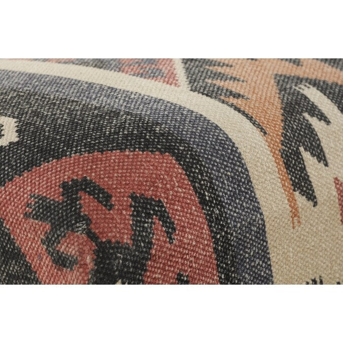 Panca imbottita HomeRoots 47 beige, marrone, ruggine e nero, in misto lana e juta, effetto invecchiato in stile sud-ovest - 47 x 18 x 16