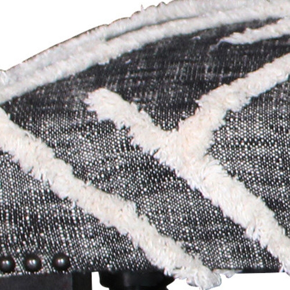 HomeRoots 47 Panca imbottita in cotone grigio e bianco effetto anticato - 47 x 18 x 16