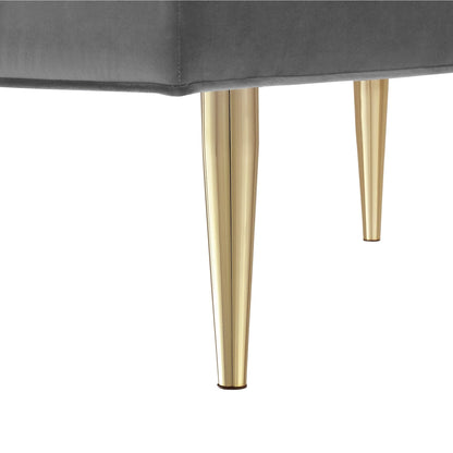 Panca imbottita in velluto grigio chiaro e oro HomeRoots 53 - 22