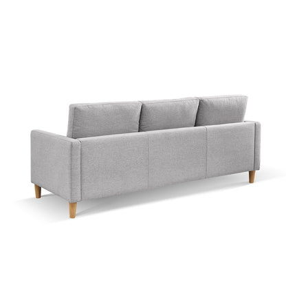 Divano HomeRoots 87 in misto poliestere grigio chiaro con pouf e gambe naturali - 87