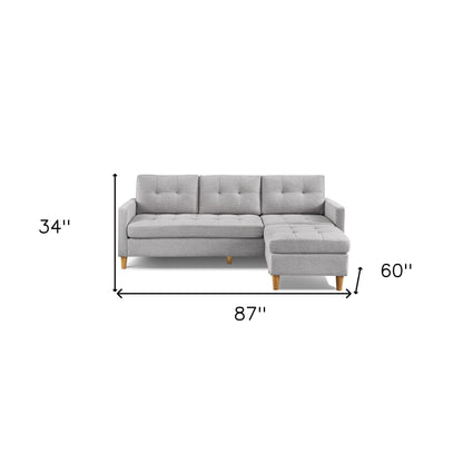 Divano HomeRoots 87 in misto poliestere grigio chiaro con pouf e gambe naturali - 87