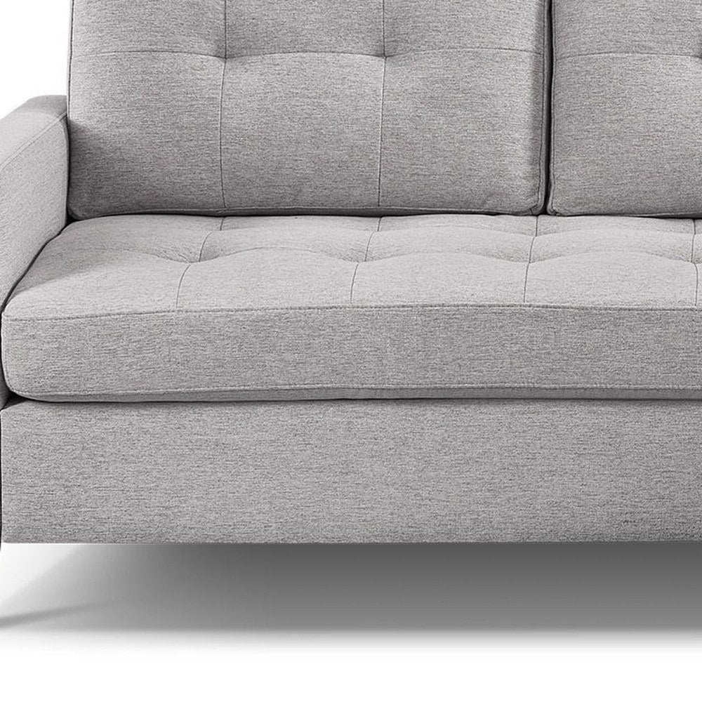 Divano HomeRoots 87 in misto poliestere grigio chiaro con pouf e gambe naturali - 87