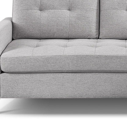 Divano HomeRoots 87 in misto poliestere grigio chiaro con pouf e gambe naturali - 87