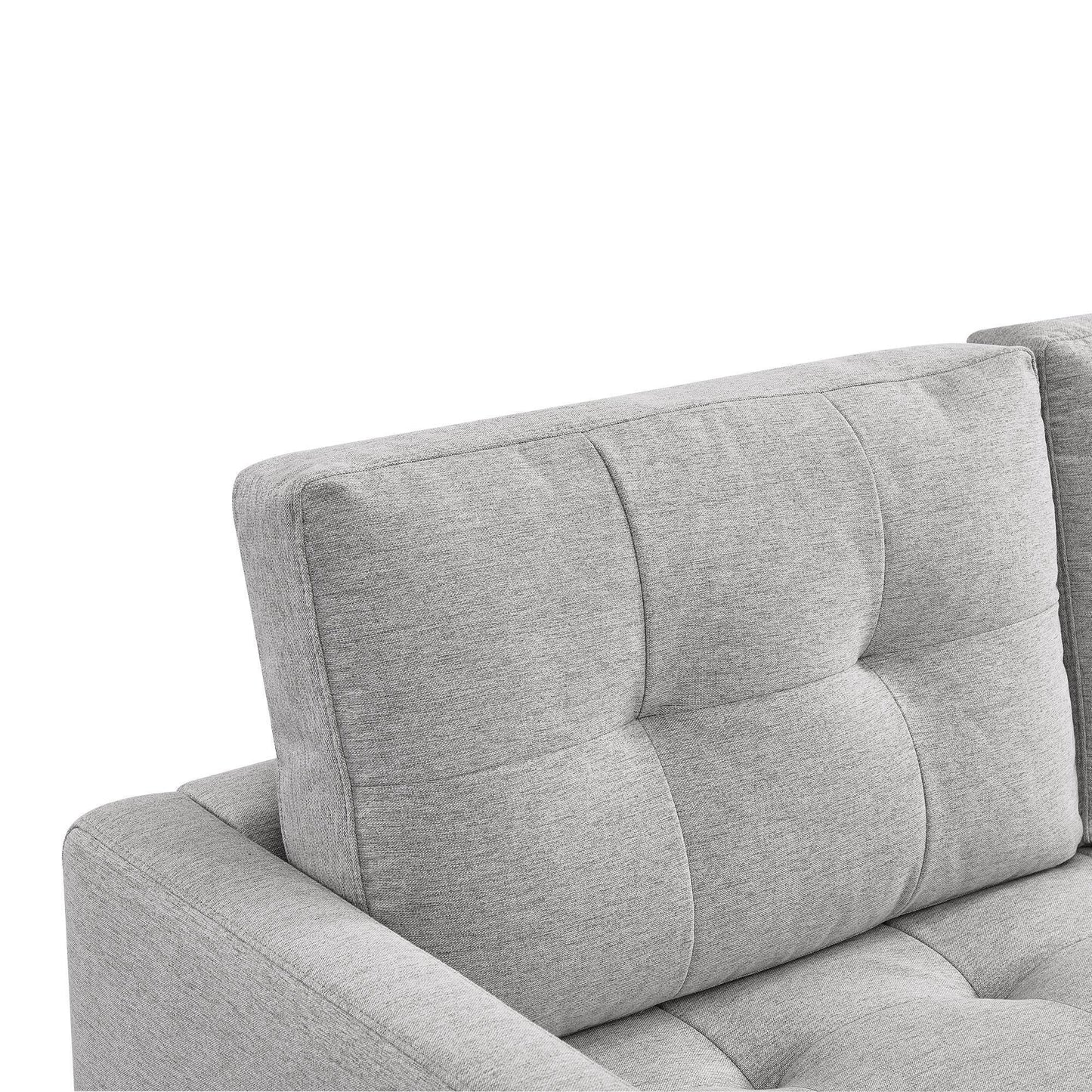 Divano HomeRoots 87 in misto poliestere grigio chiaro con pouf e gambe naturali - 87