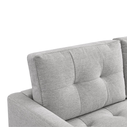 Divano HomeRoots 87 in misto poliestere grigio chiaro con pouf e gambe naturali - 87