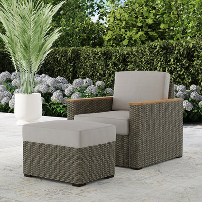 Set di 2 poltrone e pouf da esterno Boca Raton di Homestyles