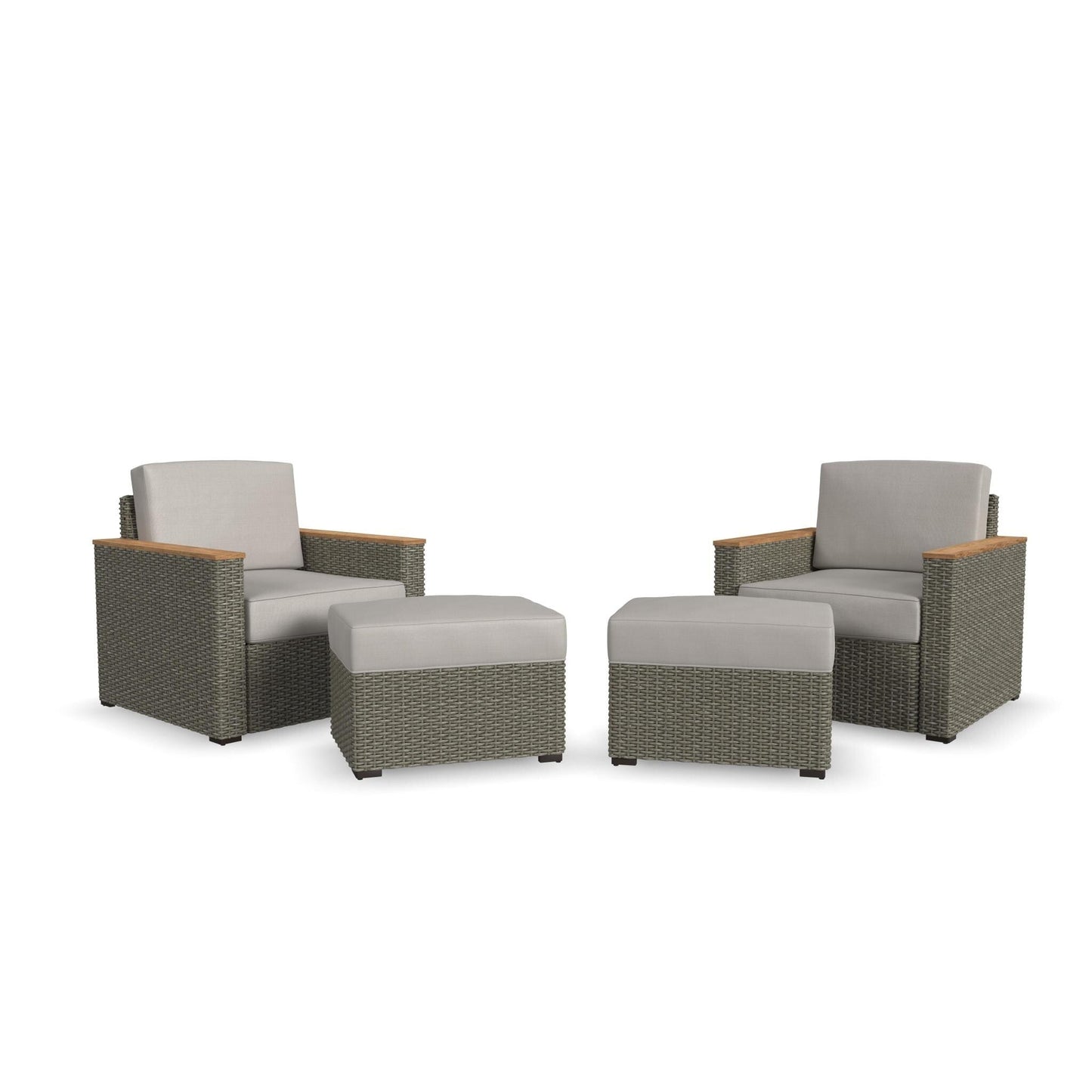 Set di 4 poltrone e pouf da esterno Boca Raton di Homestyles con cuscini