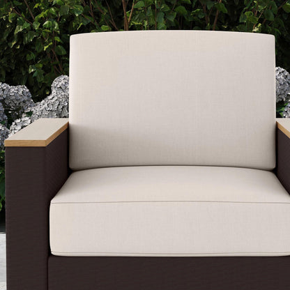 Set di 4 poltrone e pouf da esterno in rattan Palm Springs con cuscini di Homestyles