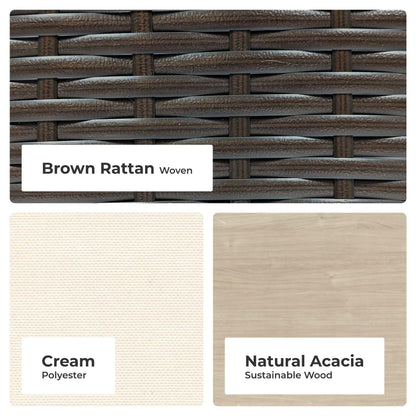 Set di 4 poltrone e pouf da esterno in rattan Palm Springs con cuscini di Homestyles