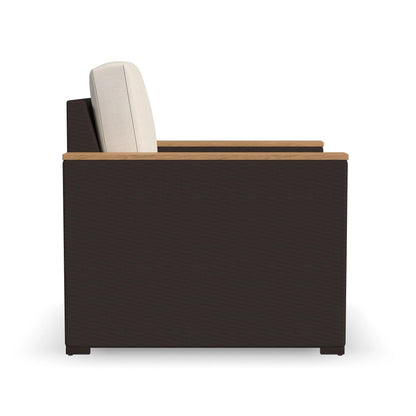 Set di 4 poltrone e pouf da esterno in rattan Palm Springs con cuscini di Homestyles