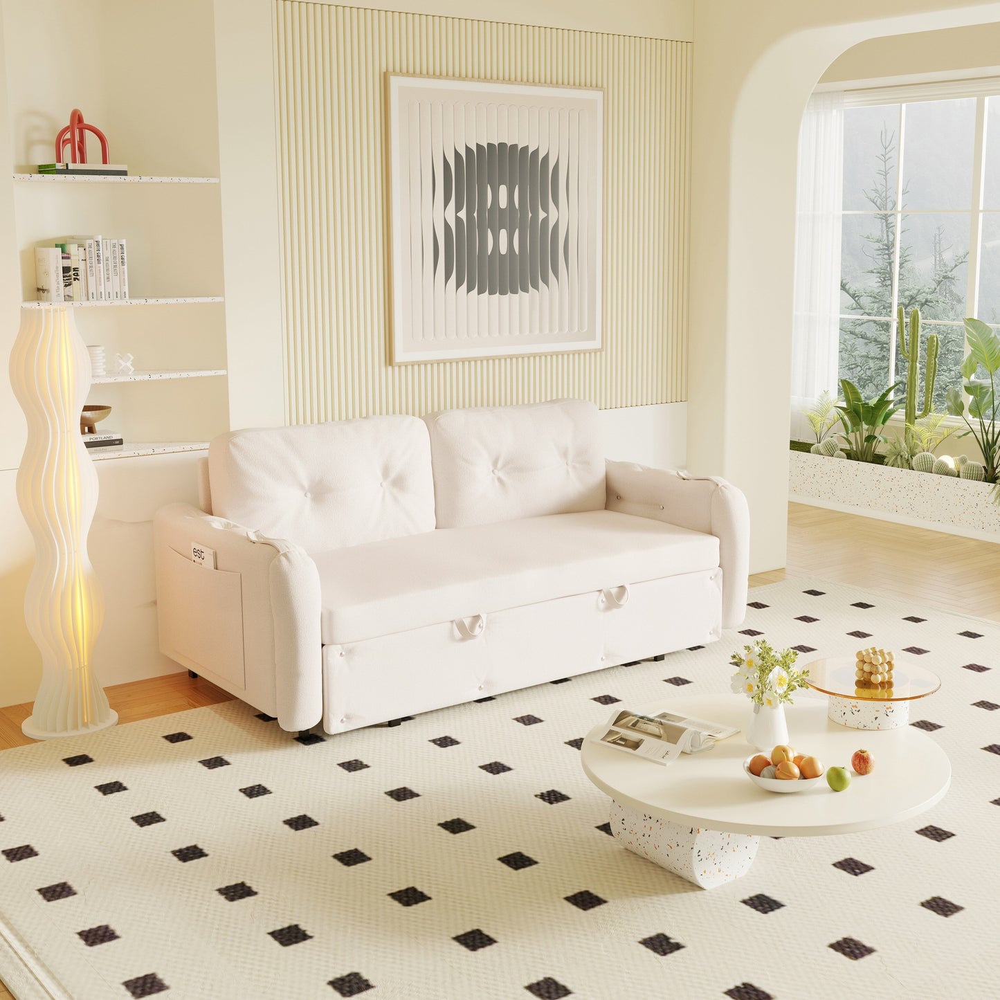 Divano letto matrimoniale Homylin in velluto da 66,2 pollici con contenitore