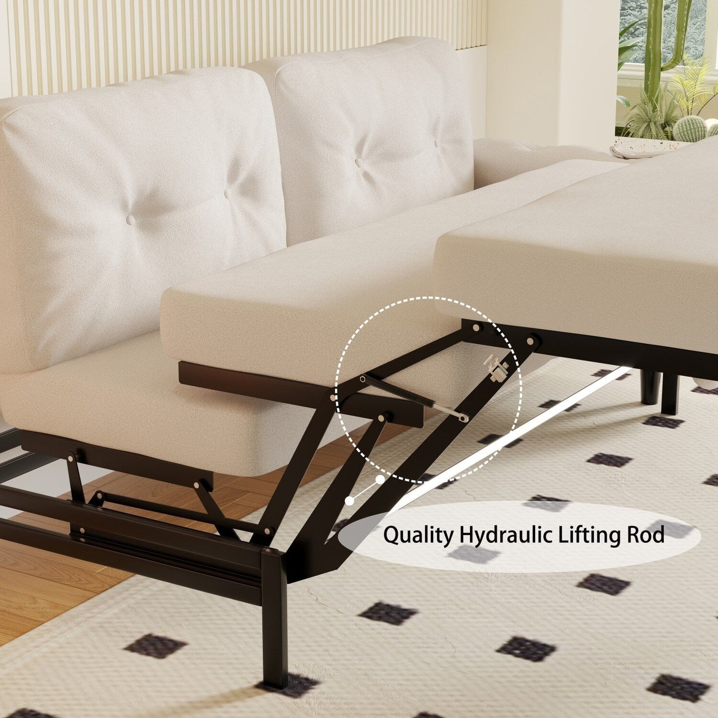 Divano letto matrimoniale Homylin in velluto da 66,2 pollici con contenitore