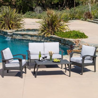 Set di 4 sedute imbottite in vimini Honolulu Outdoor di Christopher Knight Home