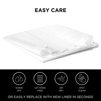 Hookless It's A Snap - Fodera per tenda da doccia in PEVA resistente all'acqua con finestra trasparente, senza ganci - Frost