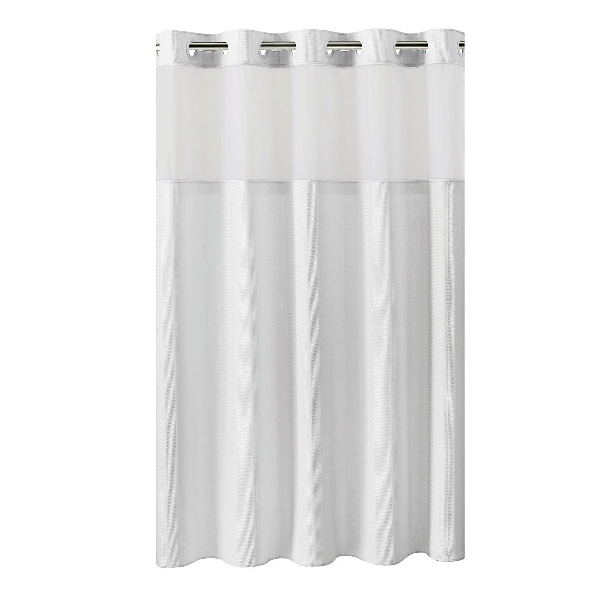 Tenda da doccia 3 in 1 a nido d'ape senza ganci con finestra superiore trasparente, anelli flessibili e fodera in tessuto