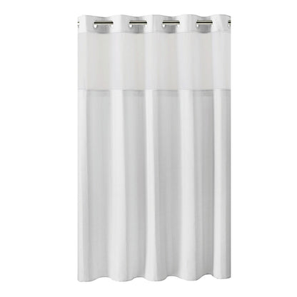 Tenda da doccia 3 in 1 a nido d'ape senza ganci con finestra superiore trasparente, anelli flessibili e fodera in tessuto